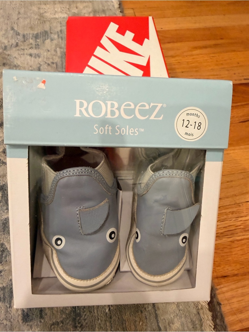 Robeez Light Blue Shark Soft Soles Baby Shoes 12–18M